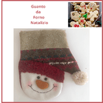 Guanto da forno  natale rosso con pupazzo di neve  presina da cucina guantone natalizio decorazioni natalizie vintage addobbi regali dolci