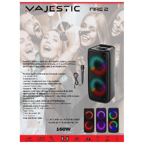 Majestic-New-Majestic-Fire-2-Sistema-PA-indipendente-20-W-Nero