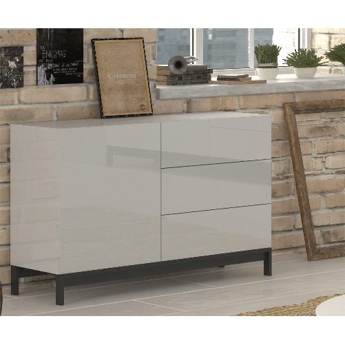 Madia 1 ante 3 cassetti per Soggiorno Moderna 110x40x47,7cm - NEXUS