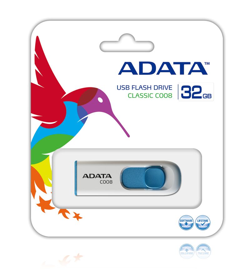 Penna-USB-ADATA-C008-32GB-USB-2.0-Bianca-Blu