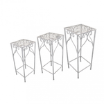 Set di 3 fioriere in stile provenzale in Acciaio cm 30x30x72 - VIRGIL