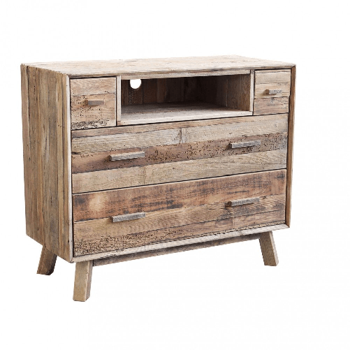 Cassettiera con 4 cassetti in Pino riciclato cm 110x48x92 - PINE