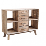 Credenza con 4 cassetti in Pino riciclato cm 120x40x90 - PINE