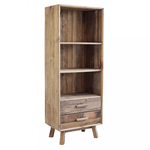 Libreria con 2 cassetti e 3 ripiani in Pino riciclato cm 60x40x160 - PINE