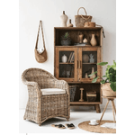 Credenza con Vetrina in Pino riciclato cm 90x40x160 - PINE