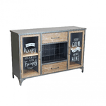 Madia Industrial con portabottiglie in Acciaio,Legno cm 124x39,5x80 - GRENVILLE