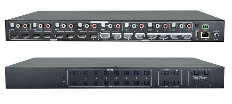 Vivolink-VLHDMIMAT8X8-interruttore-a-matrice-Commutatore-a-matrice-AV-24-W--HDMI-2.0-8x8-Matrix-switcher---w-GUI-and-RS2