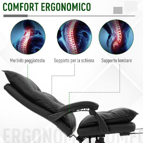 Vinsetto-Poltrona-da-Ufficio-in-Similpelle-Nera-Sedia-Direzionale-Altezza-Regolabile-con-Schiena-Alta-Reclinabile-155°-e-Poggiapiedi
