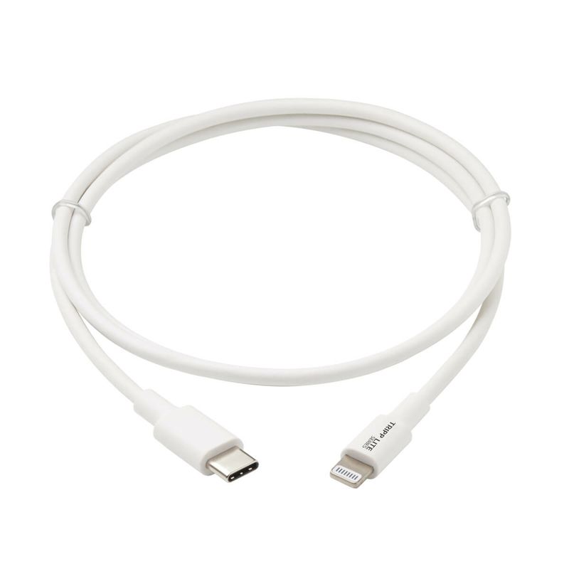 Tripp-Lite-M102-003-WH-cavo-Lightning-09-m-Bianco--USB-C-Type-C-Sync---Charge-Cable-with-Lightning-Connector---M-M-USB-2