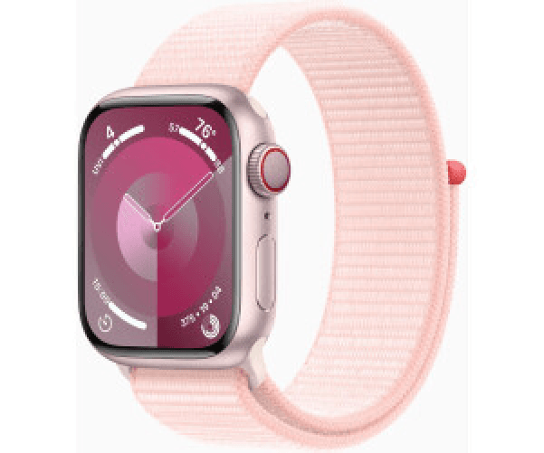 Apple-Watch-Series-9-GPS---Cellular-Cassa-45mm-in-Alluminio-Rosa-con-Cinturino-Sport-Loop-Rosa-Confetto