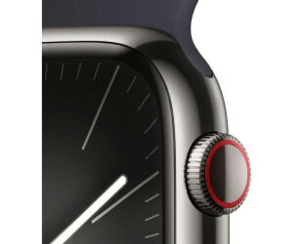 Apple-Watch-Series-9-GPS---Cellular-Cassa-41m-in-Acciaio-inossidabile-Grafite-con-Cinturino-Sport-Band-Mezzanotte---S-M
