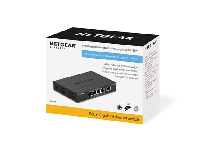 NETGEAR-GS305PP-Non-gestito-Gigabit-Ethernet--10-100-1000--Supporto-Power-over-Ethernet--PoE--Nero