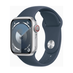 Apple Watch Series 9 GPS + Cellular Cassa 41mm in Alluminio Argento con Cinturino Sport Blu Tempesta - S/M