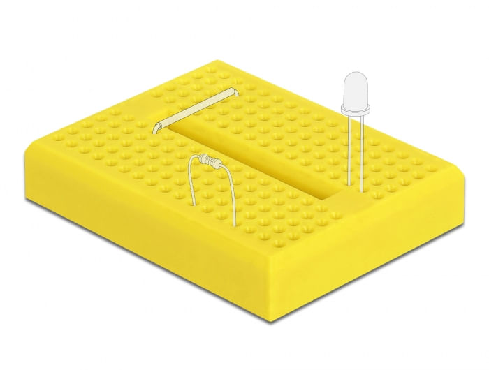 Delock-Mini-breadboard-sperimentale-170-contatti-gialla