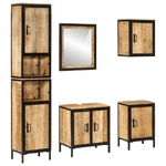 vidaXL Set Mobili da Bagno 5 pz in Ferro e Legno Massello di Mango