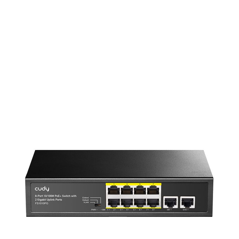 Cudy-FS1010PG-switch-di-rete-Fast-Ethernet--10-100--Supporto-Power-over-Ethernet--PoE--Nero