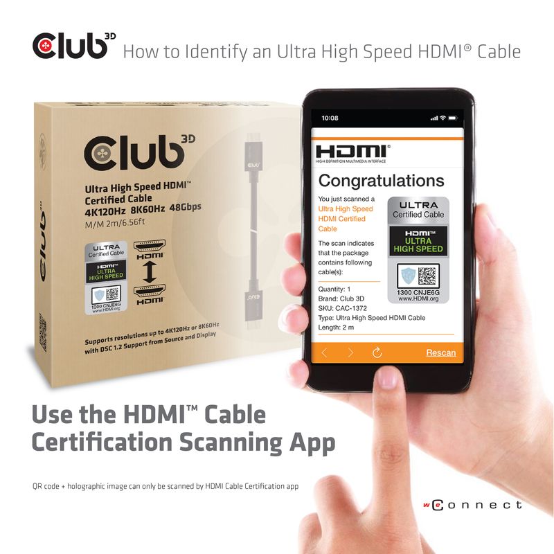 CLUB3D-Ultra-High-Speed-HDMI-4K120Hz-8K60Hz-Certified-Cable-48Gbps-M-M-2-m---6.56-ft