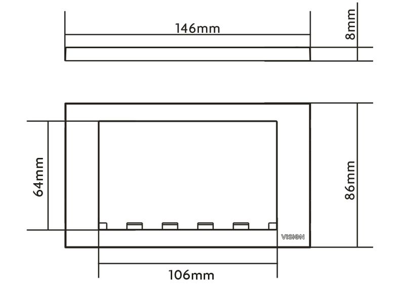 Vision-TC3-SURR2G-placca-copripresa--Techconnect3-2-Gang-Surround---TC3-SURR2G-White-146-mm-86---mm-8-mm---Warranty-24M-