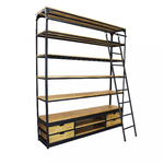 Libreria Industrial in Acciaio,Legno cm 182x41x217 - NEWTON