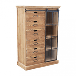 Cassettiera con anta scorrevole in Legno,Metallo cm 82x39,5x123 - BRENNAN