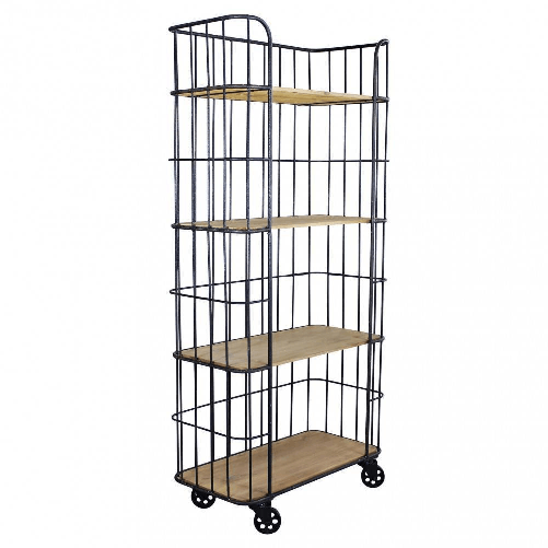Scaffale Industrial con ruote in Legno,Metallo cm 77x40x168 - BRAXTON