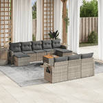 vidaXL Set Divani da Giardino 11 pz con Cuscini in Polyrattan Grigio