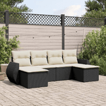 vidaXL Set Divano da Giardino 6 pz con Cuscini Nero in Polyrattan