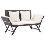 vidaXL Panchina da Giardino con Cuscini 176 cm Marrone in Polyrattan