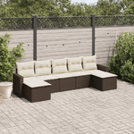 vidaXL Set Divani da Giardino 7 pz con Cuscini Marrone in Polyrattan