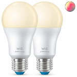 Philips-WiZ-Lampadina-Smart-Dimmerabile-Luce-Bianca-Calda-AttaccoE27-60W-Goccia-2Pezzi