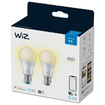 Philips-WiZ-Lampadina-Smart-Dimmerabile-Luce-Bianca-Calda-AttaccoE27-60W-Goccia-2Pezzi