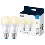 Philips-WiZ-Lampadina-Smart-Dimmerabile-Luce-Bianca-Calda-AttaccoE27-60W-Goccia-2Pezzi