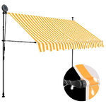 Tenda da Sole Retrattile Manuale LED 300 cm Bianca e Arancione