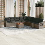 vidaXL Set Divano da Giardino 10 pz con Cuscini Grigio in Polyrattan