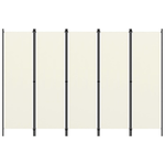 vidaXL Paravento a 5 Pannelli Bianco Crema 250x180 cm