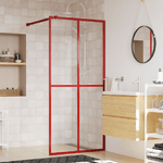 vidaXL Parete per Doccia Walk-in Vetro Trasparente ESG 100x195cm Rossa