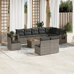 vidaXL Set Divani da Giardino 11 pz con Cuscini in Polyrattan Grigio