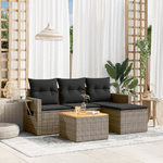 vidaXL Set Divano da Giardino 5 pz con Cuscini Grigio in Polyrattan