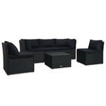 vidaXL Set Divani da Giardino 4 pz con Cuscini in Polyrattan Nero