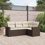 vidaXL Set Divano da Giardino 4 pz con Cuscini Marrone in Polyrattan