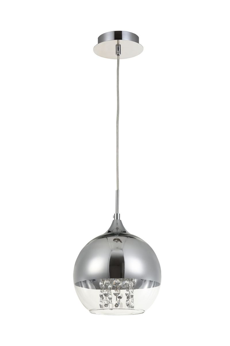 Lampadaro-Contemporaneo-Fermi-Metallo-Nichel-1-Luce-Diffusore-Vetro-Trasparente