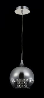 Lampadaro-Contemporaneo-Fermi-Metallo-Nichel-1-Luce-Diffusore-Vetro-Trasparente