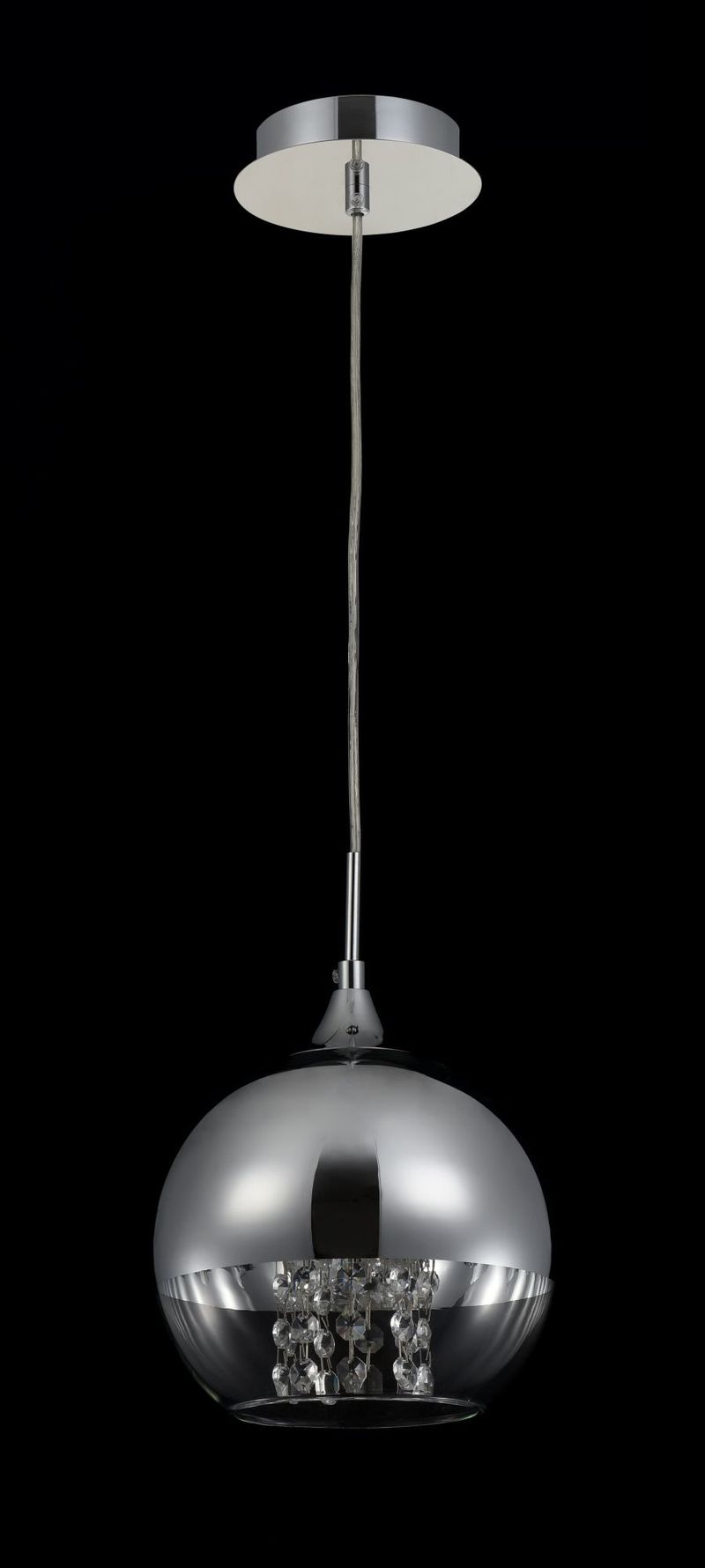 Lampadaro-Contemporaneo-Fermi-Metallo-Nichel-1-Luce-Diffusore-Vetro-Trasparente