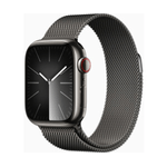 Apple Watch Series 9 GPS + Cellular Cassa 41mm in Acciaio inossidabile Grafite con Cinturino Loop Grafite Milanese