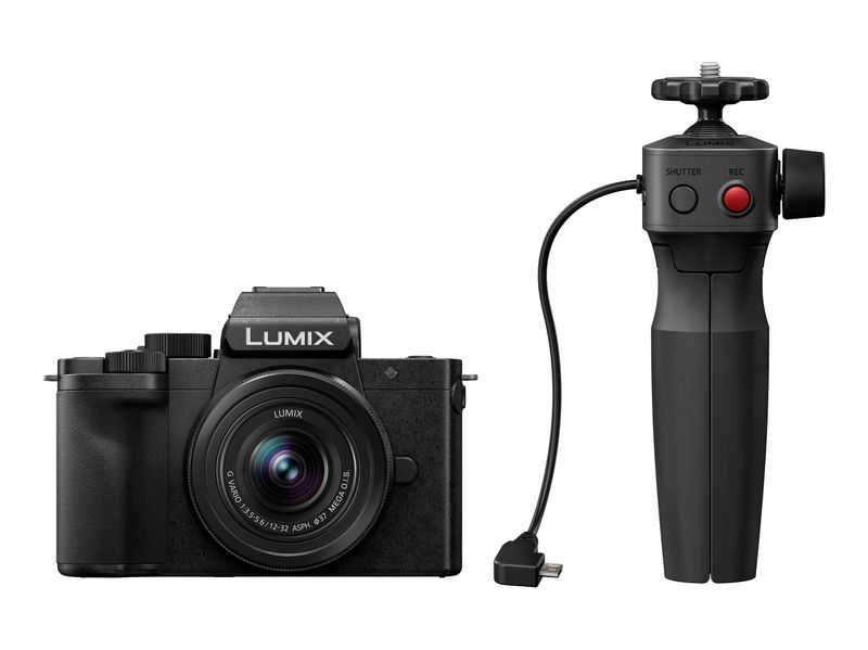 Panasonic-Lumix-DC-G100DVEGK-Fotocamera-Mirrorless-Micro-Quattro-Terzi-con-Obiettivo-Lumix-G-Vario-12-32mm-F3.5-5.6-e-Impugnatura-Treppiede-DMW-SHGR2-20.3MP-Video-4K-30p-FHD-60-Nero