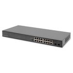 Digitus Switch PoE multimodale non gestito Gigabit 16 porte + 2 porte Gigabit SFP