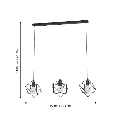 Lampadario-Industrial-Straiton-3-Luci-Acciaio-Nero