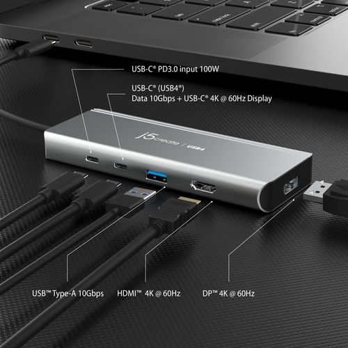 j5create-JCD401-N-Hub-multiporta-Dual-4K-USB4--USB4-DUAL-4K-MULTI-PORT-HUB----