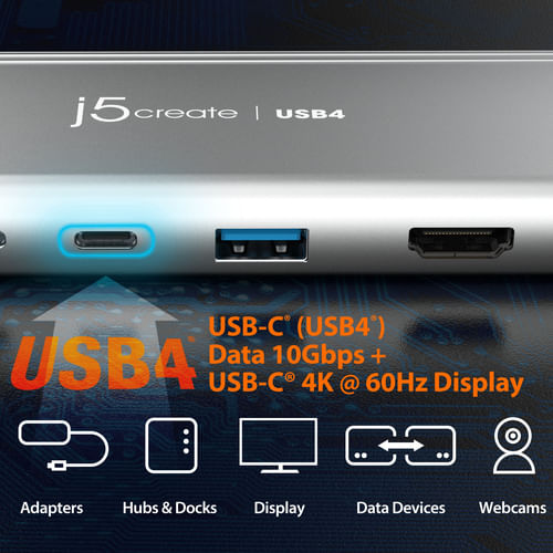 j5create-JCD401-N-Hub-multiporta-Dual-4K-USB4--USB4-DUAL-4K-MULTI-PORT-HUB----