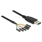 Delock Anschlsse USB 2.0 Typ A Stecker  TTL 6 Pin Pin Header Buchse einzeln Pinbelegung 1. GND 2. CTS 3. VCC 4. TXD 5